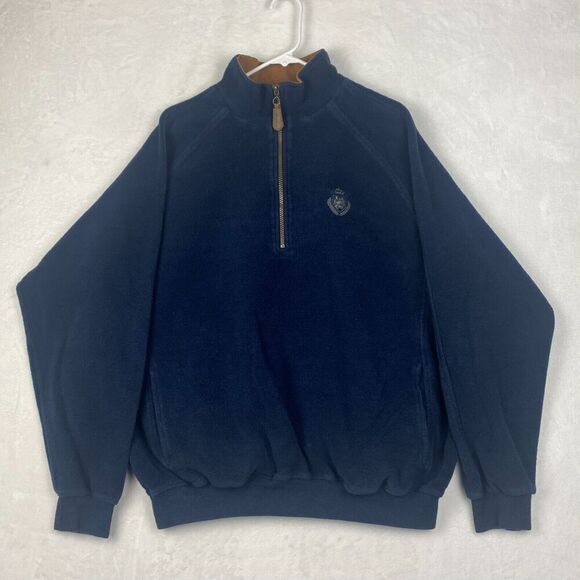 Straight Down Sweater Mens Extra Large Blue 1/4 Zip Pullover Pockets Made In USA - Picture 1 of 10